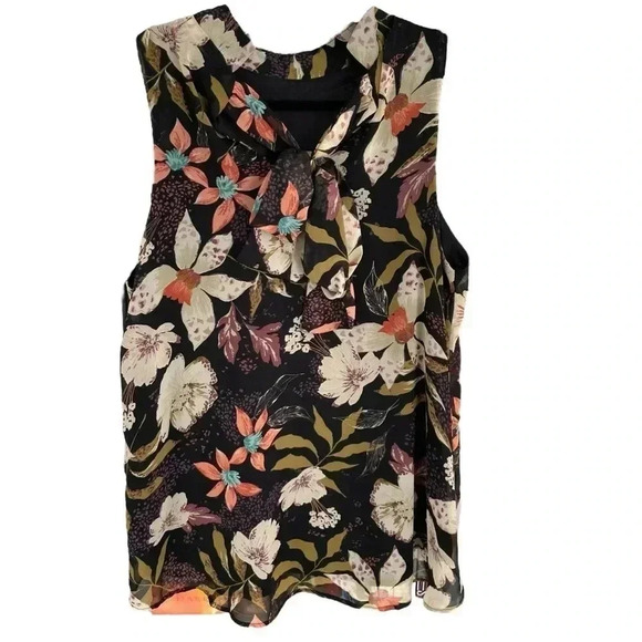 Gibson Look Black Floral Sleeveless Blouse NWT Business Casual - Picture 3 of 7